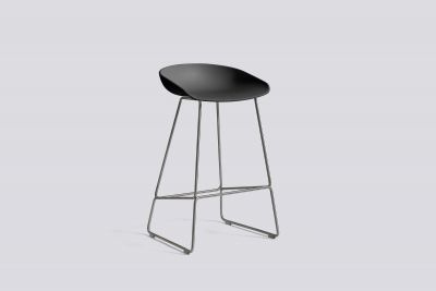 About a Stool AAS38 / AAS 38 Barhocker Niedrig Soft black - Edelstahl Hay